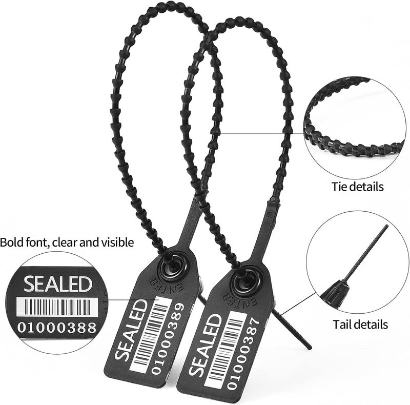 LeadSeals 500 Black Plastic Barcode Seals, Numberd Plastic Tamper Seals Security Tags, Pull-Tite Safety Zip Ties, Tamper Proof Tags Plasic Locks for Fire Extinguishers - Image 5